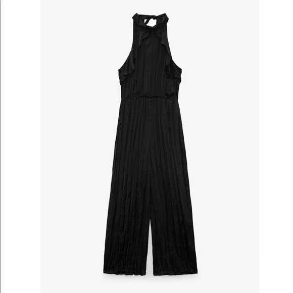 ZARA RUFFLED HALTER JUMPSUIT - Picture 3 of 4